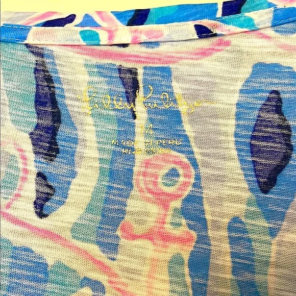 Lilly Pulitzer Blue and Pink Nautical Anchor Top-Medium - Picture 2 of 3